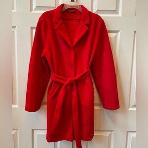 Red Belted Car Coat Size XL